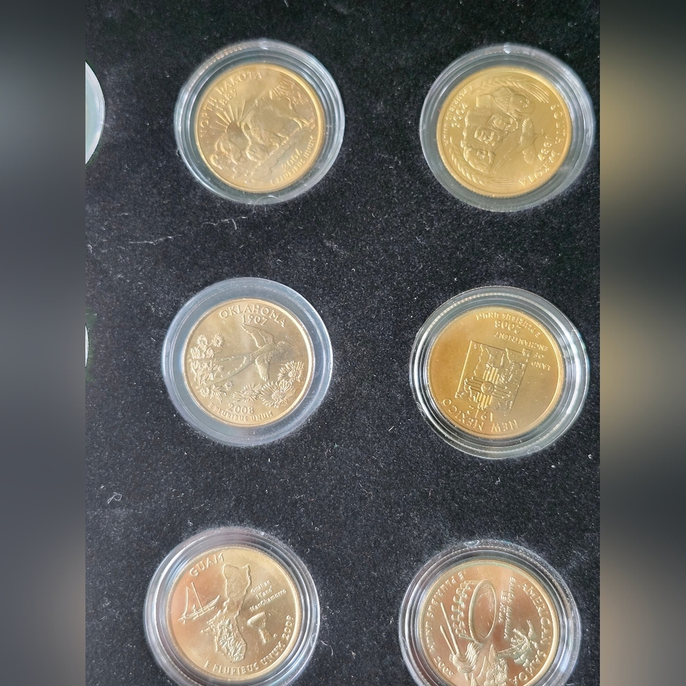 24kt. Gold Plated State Quarter Set Phiadelphis Mint In Display Case - Picture 3 of 14